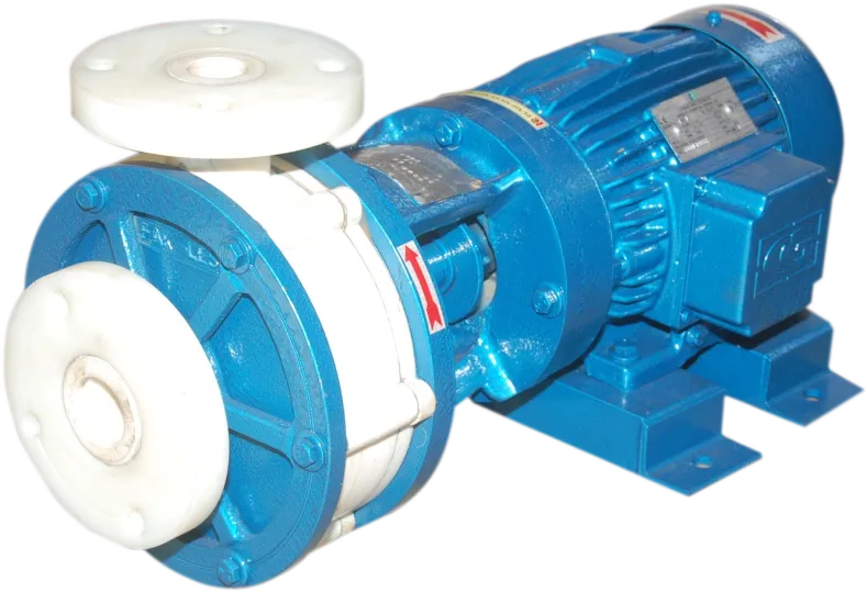 Monoblock pump with a white casing joined directly to a blue motor
