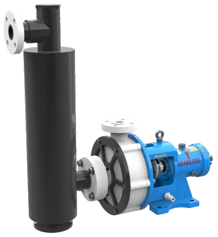 Self-priming pump with a tall priming chamber on the suction side